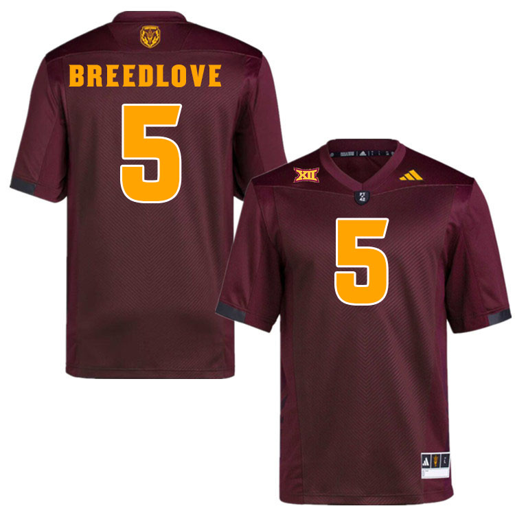 #5 Kyndrich Breedlove Arizona State Sun Devils College Football Jerseys Stitched-Maroon